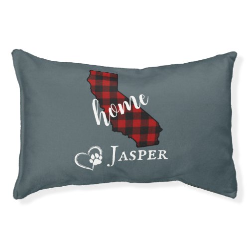 Home Red Buffalo Plaid California State Dog Bed