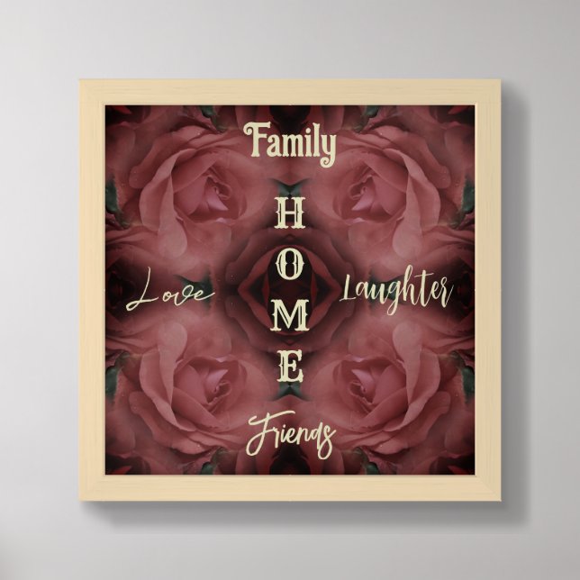 Home Red Rose Abstract Inspirational Words Framed Art (Framed Front)