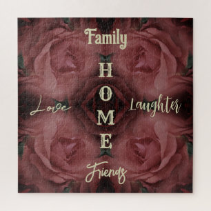 Home Red Rose Abstract Inspirational Words Jigsaw Puzzle