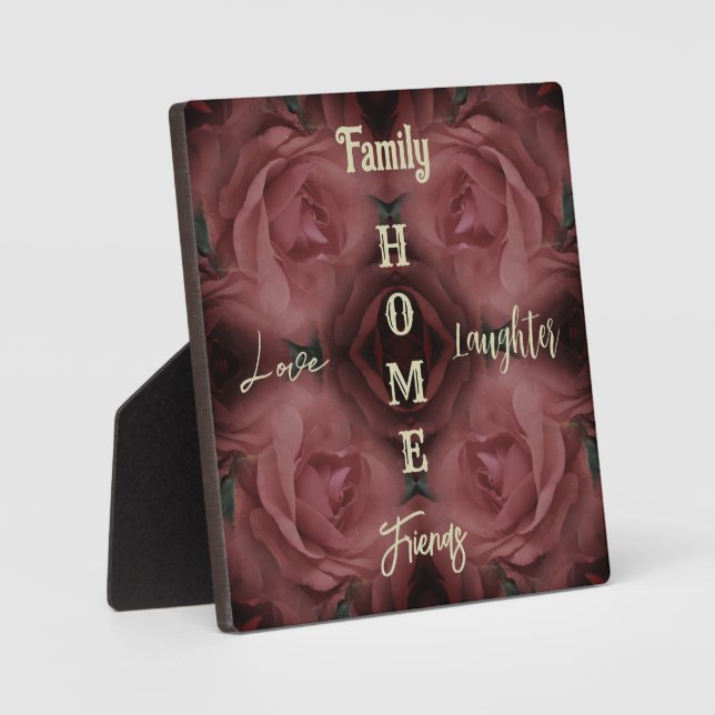Home Red Rose Abstract Inspirational Words Plaque (Front)