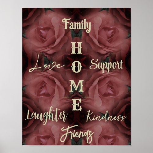 Home Red Rose Abstract Inspirational Words Poster
