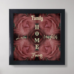 Home Red Rose Art Inspirational Words Framed Art