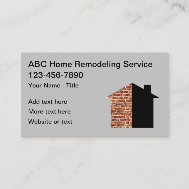 Home Remodeling And Renovation Business Card (Front)
