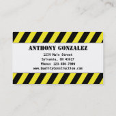 Home Remodeling Construction Business Card (Back)