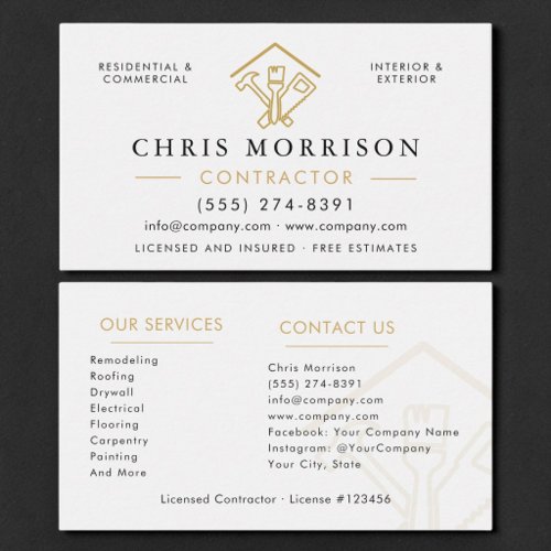 Home Remodeling Construction Contractor Business Card