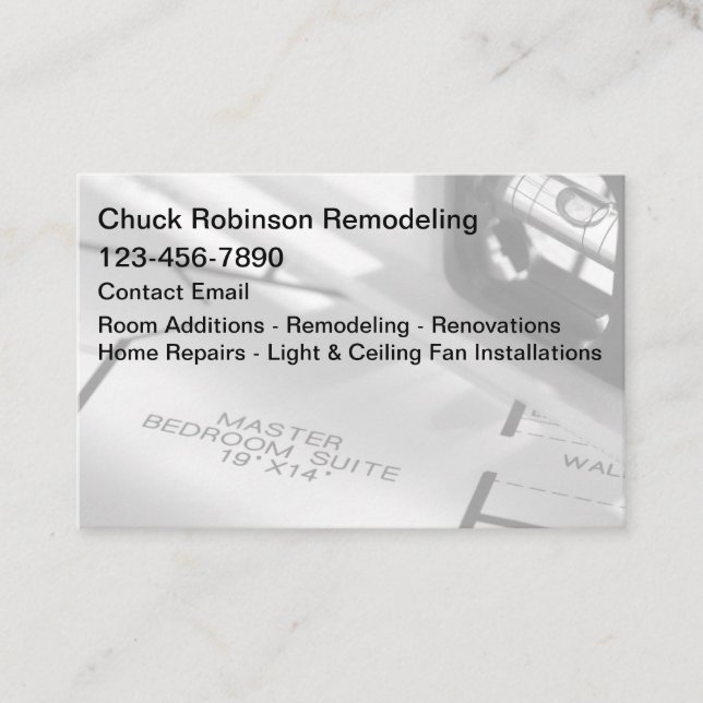 Home Remodeling Renovation And Repair Business Card (Front)
