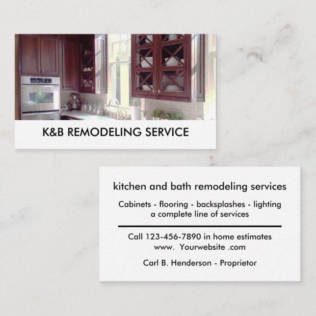 Home Remodeling Service Business Card (Front/Back)