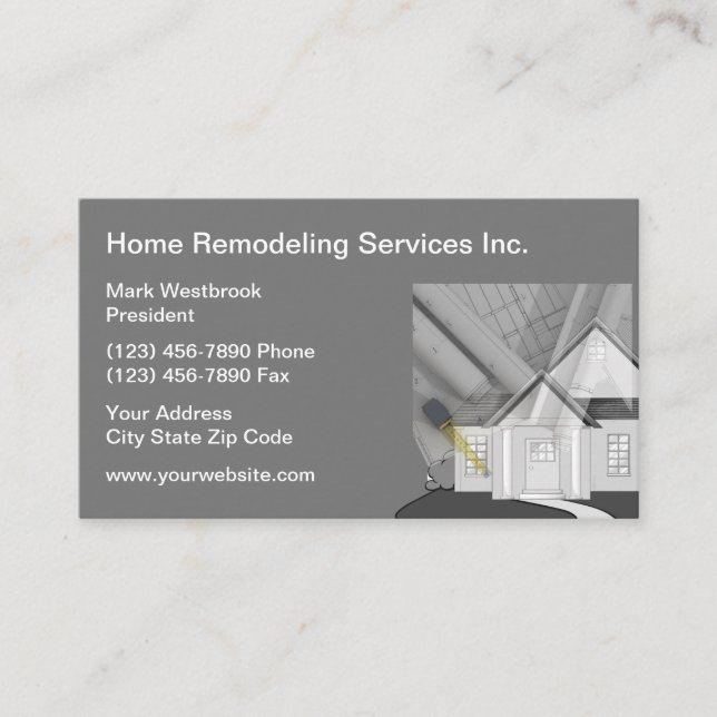 Home Remodeling Services Modern Business Cards (Front)