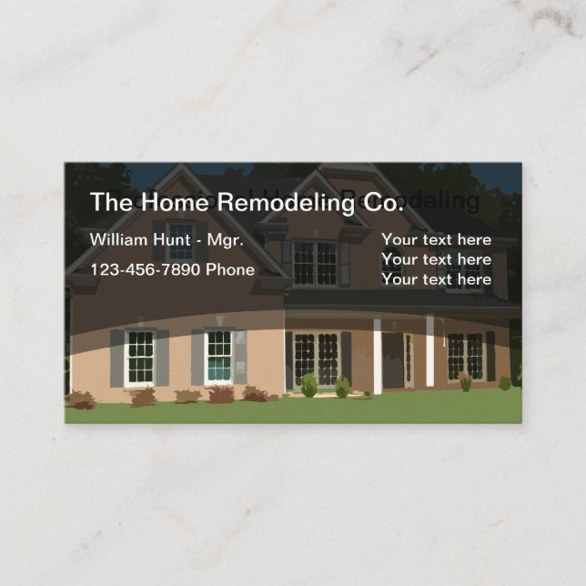 Home Remodeling Services Modern Design Business Card (Front)