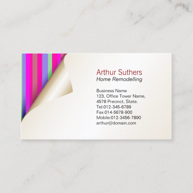 Home Remodelling Business Card Color Wallpaper (Front)