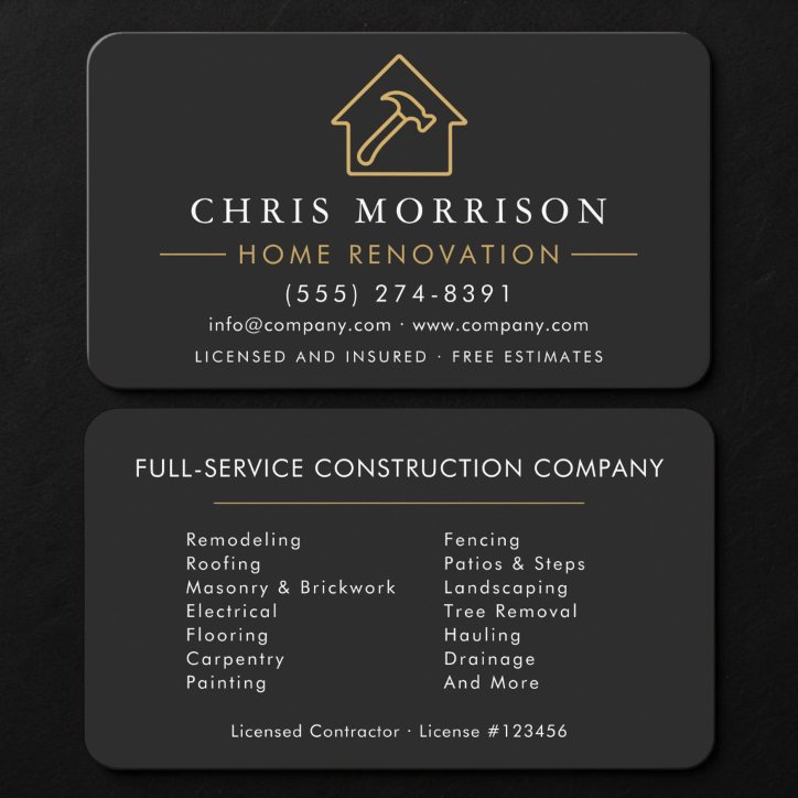 Home Renovation Business Card