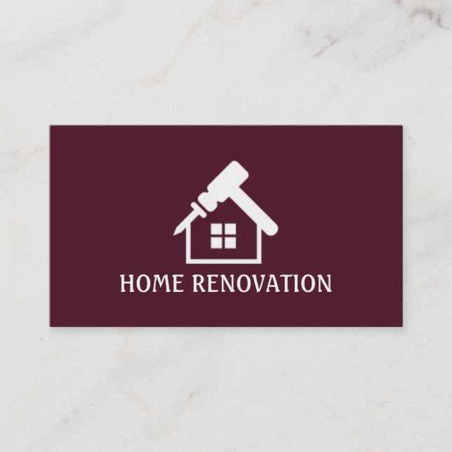 Home Renovation, Construction Business Card (Front)