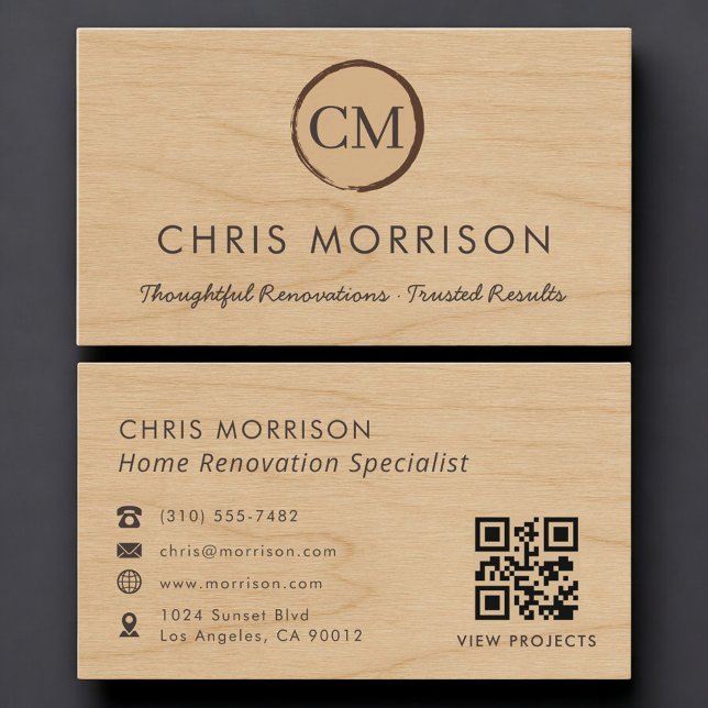 Home Renovation Wood QR Code Professional Business Card (Creator Uploaded)
