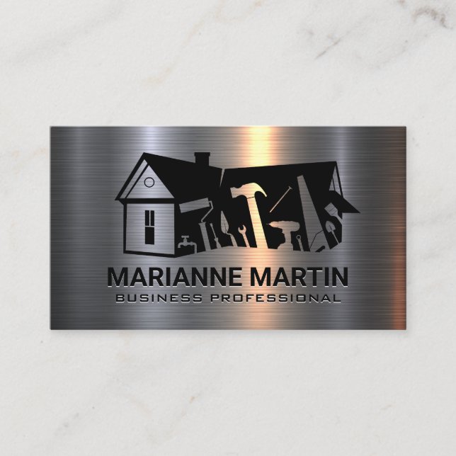 Home Renovations | Construction Tools | Metal Business Card (Front)