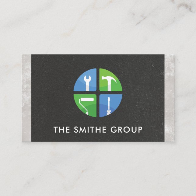 Home Renovations Icon | Construction Logo Business Card (Front)