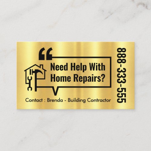 Home Repair Bubble Speech Gold Layer Business Card