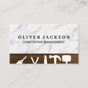 Home Repair Builder Tools Marble Background Business Card
