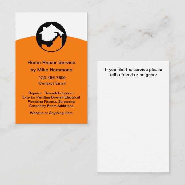 Home Repair Construction Business Cards (Front/Back)