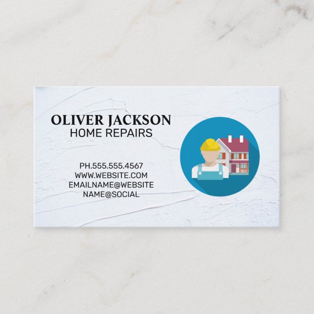 Home Repair |  Construction Worker Business Card (Front)