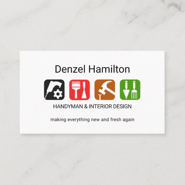 Home Repair Design Tools Placard Business Card (Front)