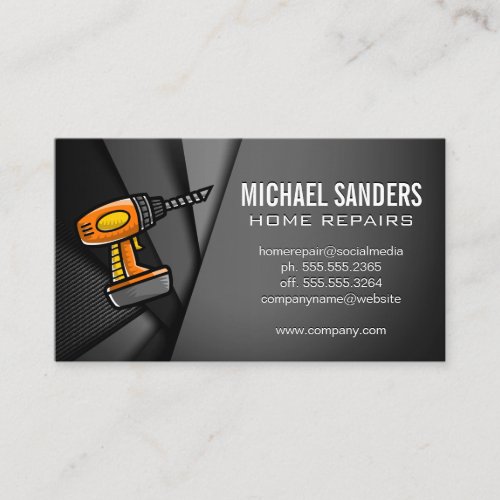 Home Repair  Drill Icon  Abstract Panels Business Card