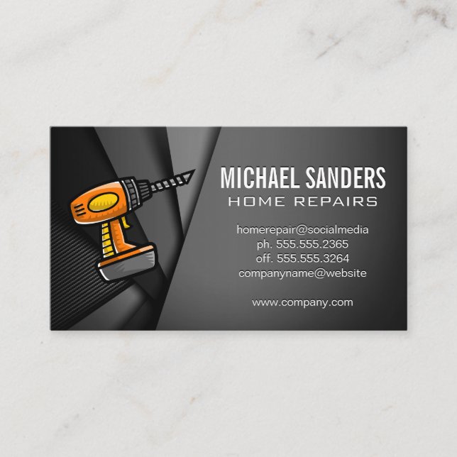 Home Repair | Drill Icon | Abstract Panels Business Card (Front)