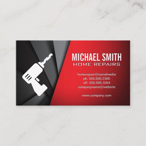 Home Repair  Drill Icon  Abstract Panels Business Card