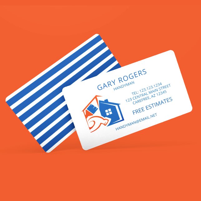 Home Repair Handyman Blue Business Card (Creator Uploaded)