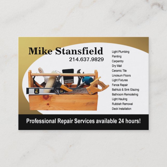 Home Repair Handyman Business Card (Front)