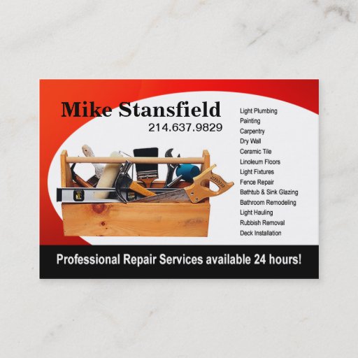 Customizable Home Repair Handyman Business Card
