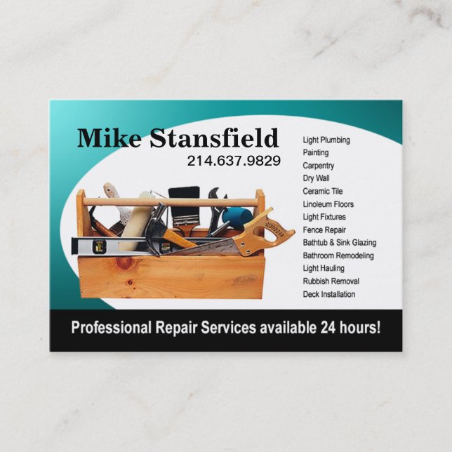 Home Repair Handyman Business Card (Front)