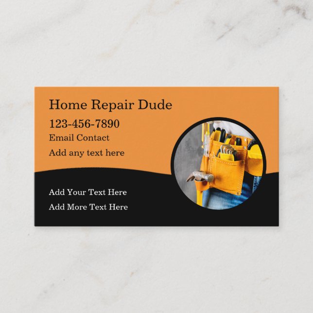 Home Repair Handyman Business Cards (Front)