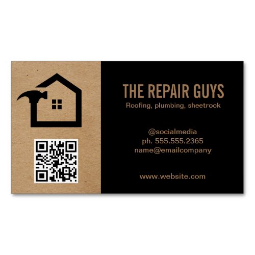 Home Repair  Handyman  Construction  QR Code Business Card Magnet