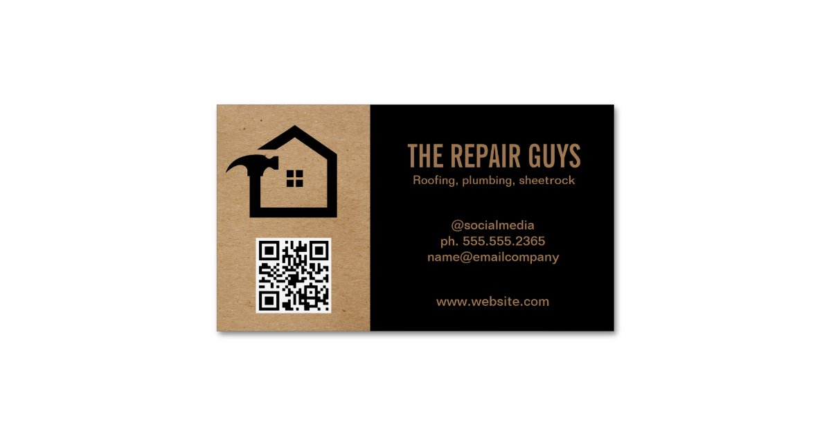 Home repair handyman construction qr code business card magnet 