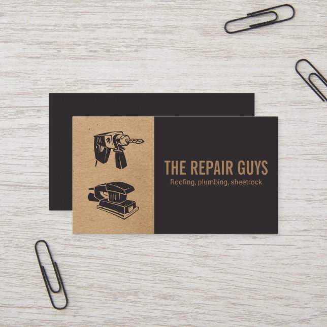 Home Repair | Handyman | Drill and Sander Business Card (Front/Back In Situ)