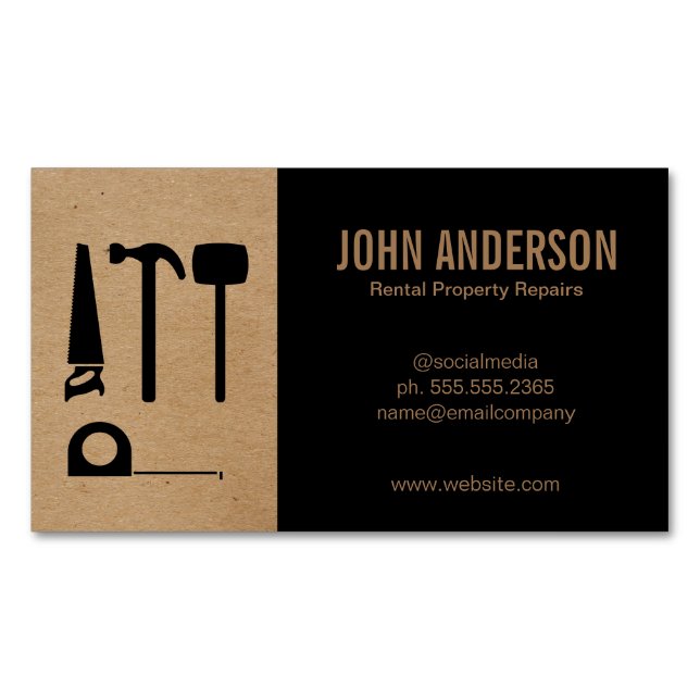 Home Repair | Handyman | Property Management Business Card Magnet (Front)