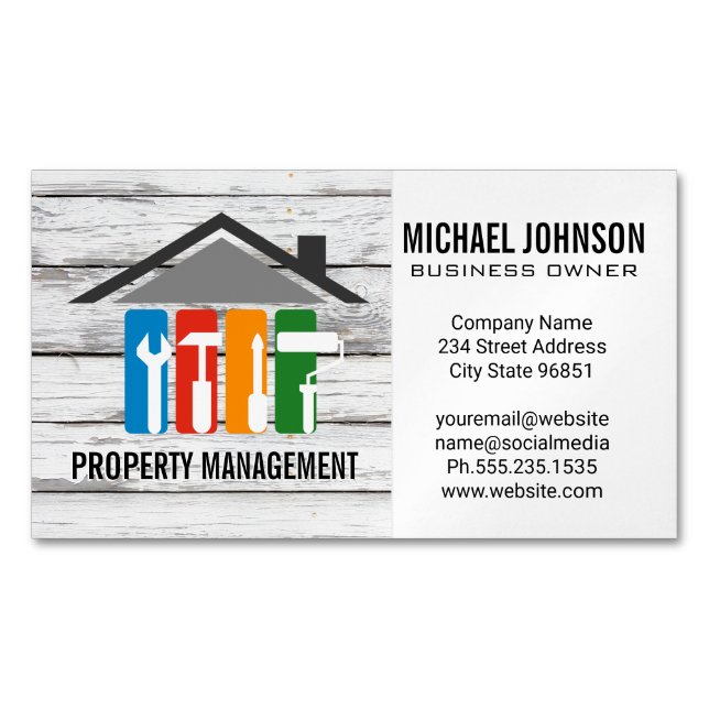 Home Repair Logo | General Contractor Business Card Magnet (Front)
