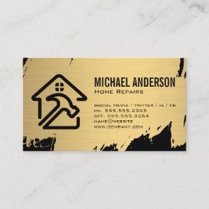 Home Repair Logo Gold Brushed Business Card