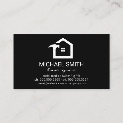 Home Repair Logo Icon  Black Background Business Card