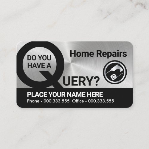 Home Repair Query On Silver Plate Business Card