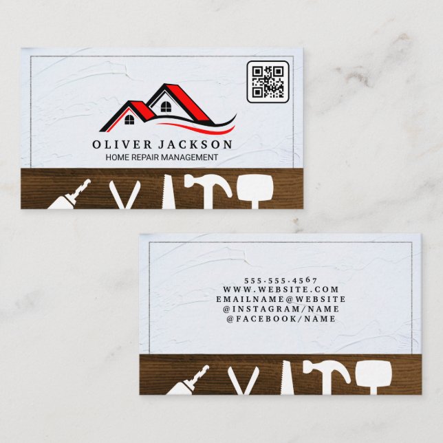 Home Repair | Realtor | Rooftop QR Code Business Card (Front/Back)