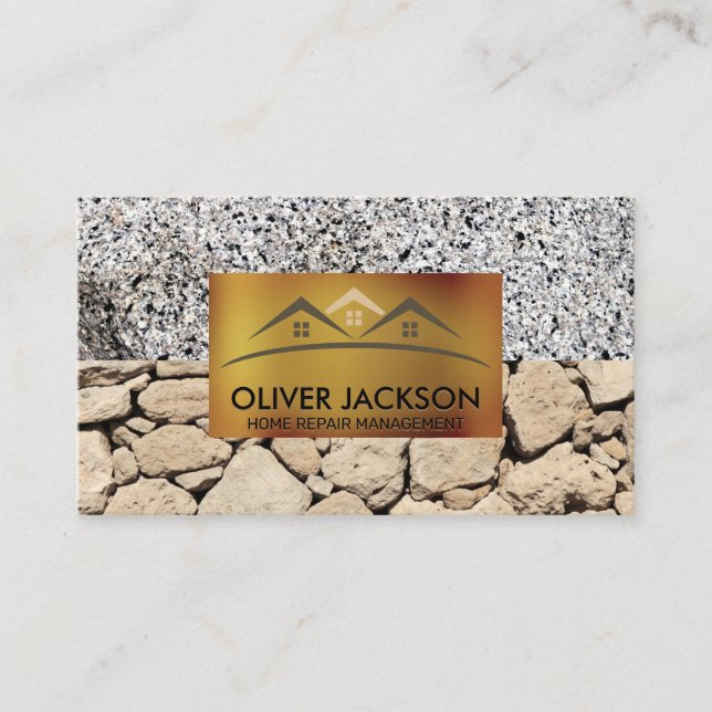 Home Repair | Stone Wall | Slate Marble Business Card (Front)