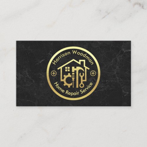 Home Repairs Circle On Marble Business Card