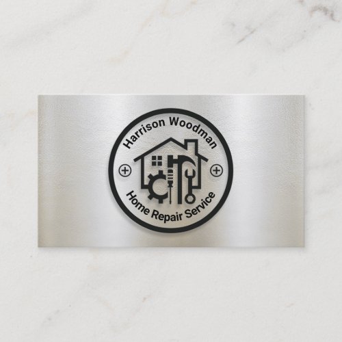 Home Repairs Circle On Silver Foil Business Card