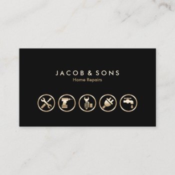 Home Repairs Gold Icons Business Card by businesscardsstore at Zazzle