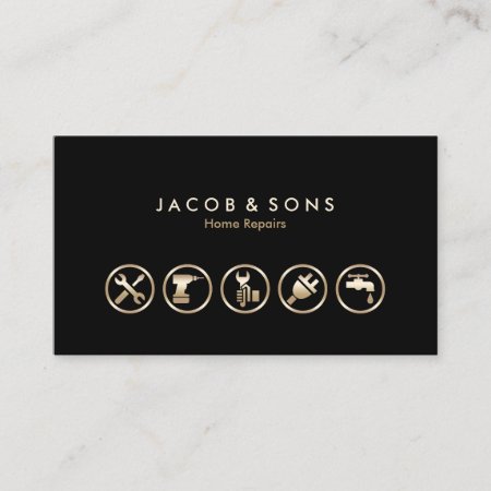 Home Repairs Gold Icons Business Card