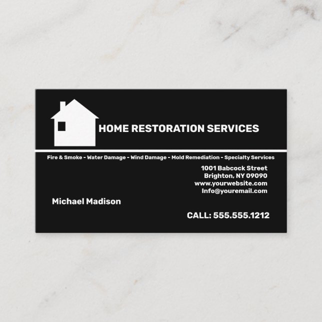 Home Restoration Services Business Card (Front)