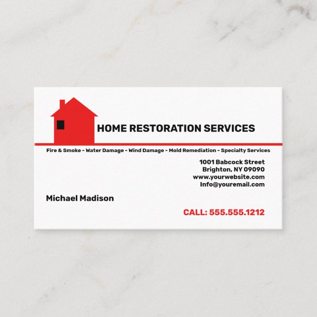 Home Restoration Services Business Card (Front)
