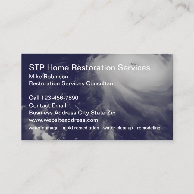 Home Restoration Services Business Cards (Front)
