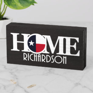HOME Richardson Texas Wooden Box Sign